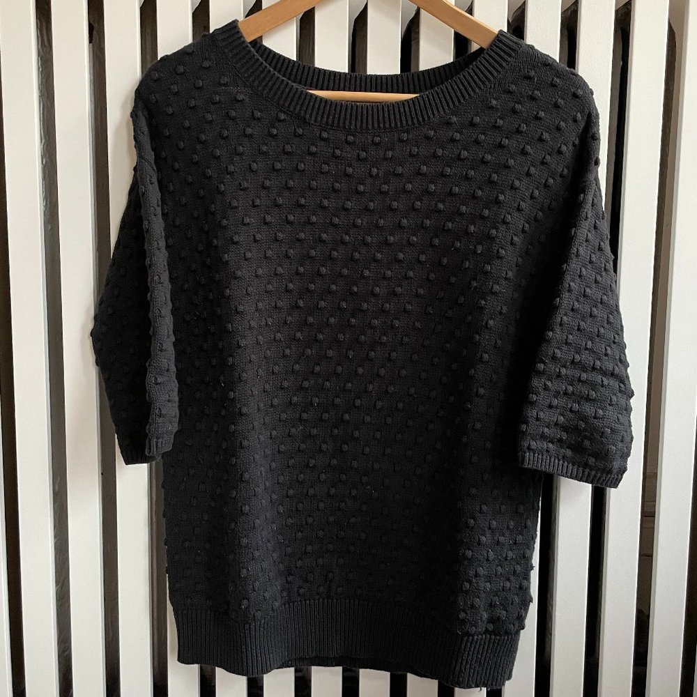 Banana Republic black, swiss dot sweater 3/4 sleeve